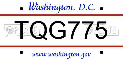 TQG775 District Of Columbia License Plate
