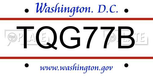 TQG77B District Of Columbia License Plate
