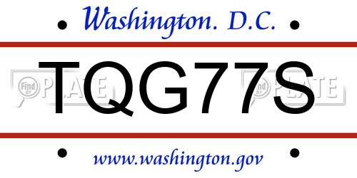 TQG77S District Of Columbia License Plate