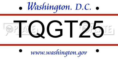 TQGT25 District Of Columbia License Plate