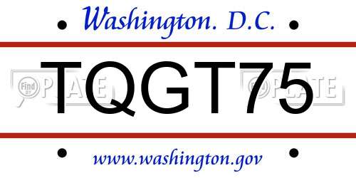 TQGT75 District Of Columbia License Plate