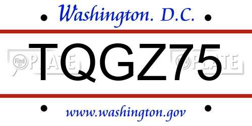 TQGZ75 District Of Columbia License Plate