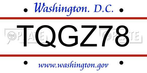 TQGZ78 District Of Columbia License Plate