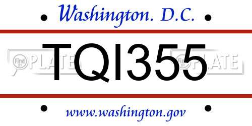 TQI355 District Of Columbia License Plate
