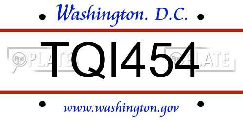 TQI454 District Of Columbia License Plate