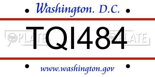 TQI484 District Of Columbia License Plate