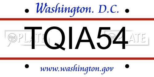 TQIA54 District Of Columbia License Plate