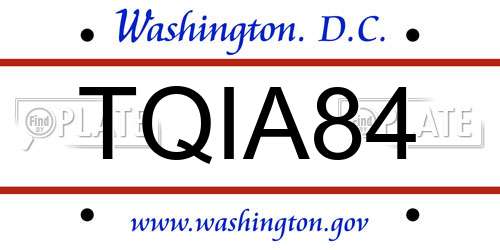 TQIA84 District Of Columbia License Plate