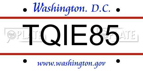 TQIE85 District Of Columbia License Plate