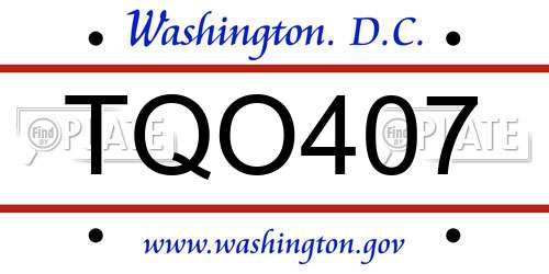 TQO407 District Of Columbia License Plate
