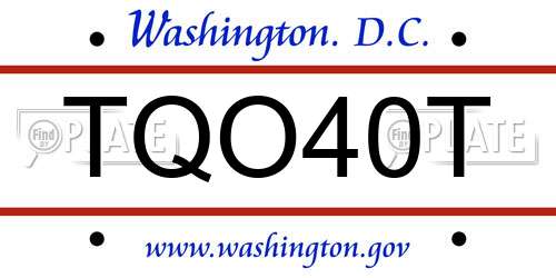 TQO40T District Of Columbia License Plate