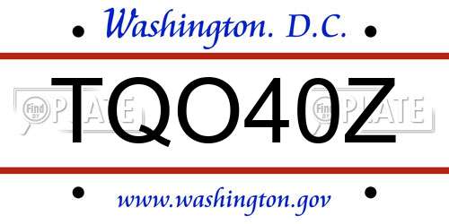 TQO40Z District Of Columbia License Plate