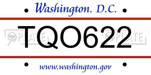 TQO622 District Of Columbia License Plate