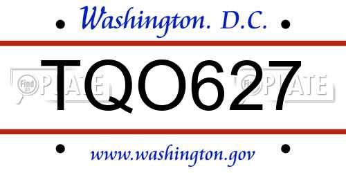 TQO627 District Of Columbia License Plate