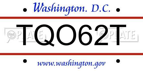 TQO62T District Of Columbia License Plate