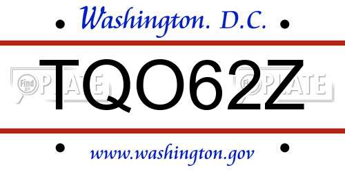 TQO62Z District Of Columbia License Plate