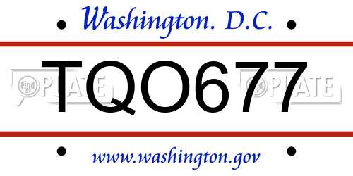 TQO677 District Of Columbia License Plate