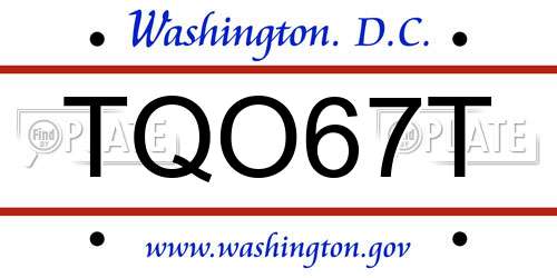 TQO67T District Of Columbia License Plate