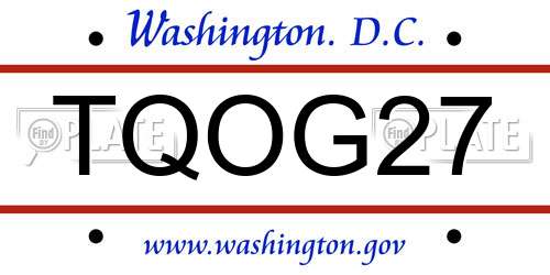 TQOG27 District Of Columbia License Plate