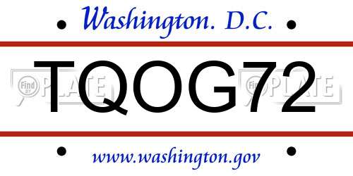 TQOG72 District Of Columbia License Plate