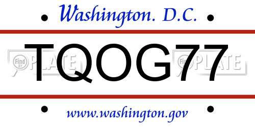 TQOG77 District Of Columbia License Plate