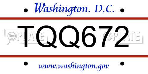 TQQ672 District Of Columbia License Plate