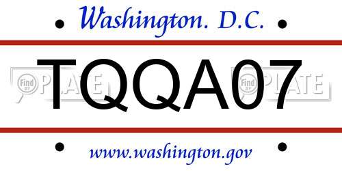 TQQA07 District Of Columbia License Plate