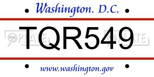 TQR549 District Of Columbia License Plate