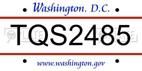 TQS2485 District Of Columbia License Plate
