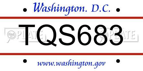 TQS683 District Of Columbia License Plate