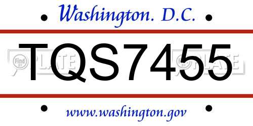 TQS7455 District Of Columbia License Plate