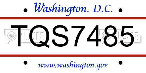 TQS7485 District Of Columbia License Plate