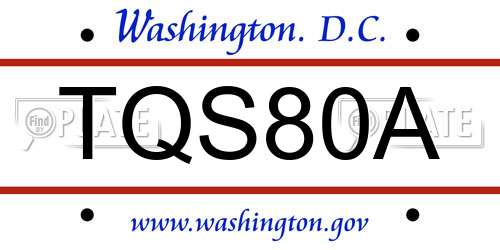 TQS80A District Of Columbia License Plate