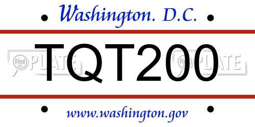 TQT200 District Of Columbia License Plate