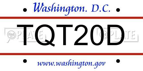 TQT20D District Of Columbia License Plate