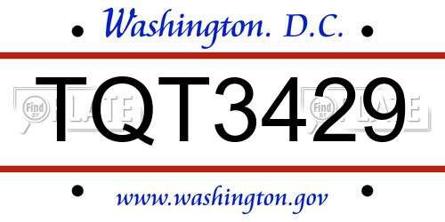 TQT3429 District Of Columbia License Plate