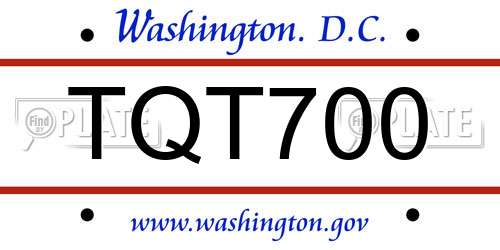 TQT700 District Of Columbia License Plate