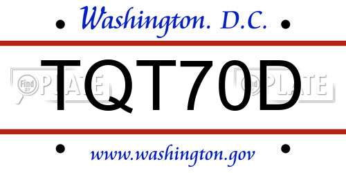 TQT70D District Of Columbia License Plate