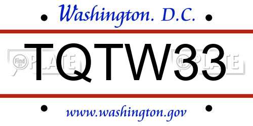 TQTW33 District Of Columbia License Plate