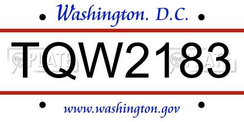 TQW2183 District Of Columbia License Plate