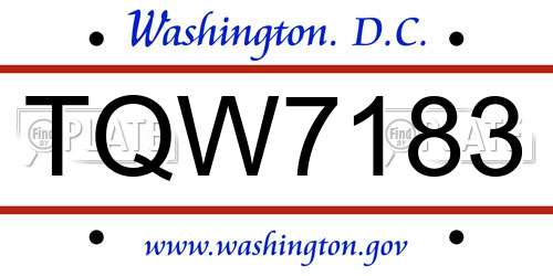 TQW7183 District Of Columbia License Plate