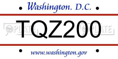 TQZ200 District Of Columbia License Plate