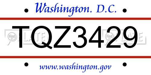 TQZ3429 District Of Columbia License Plate