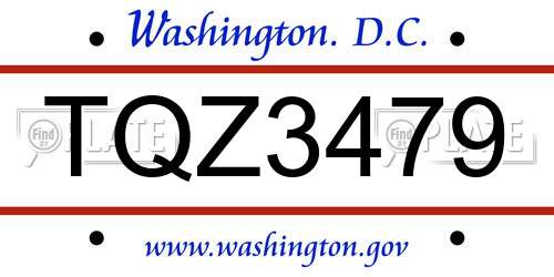 TQZ3479 District Of Columbia License Plate