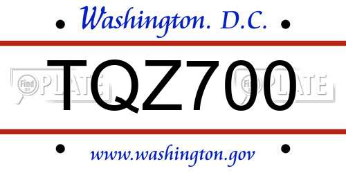 TQZ700 District Of Columbia License Plate