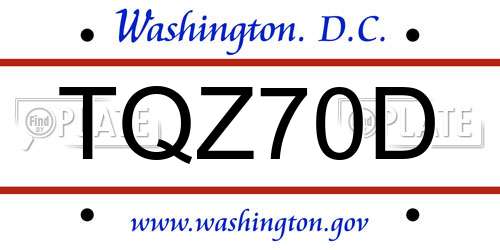 TQZ70D District Of Columbia License Plate