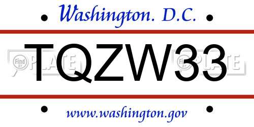 TQZW33 District Of Columbia License Plate