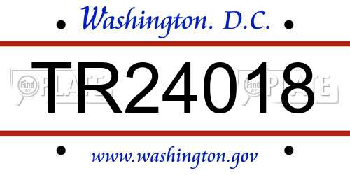 TR24018 District Of Columbia License Plate