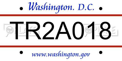 TR2A018 District Of Columbia License Plate