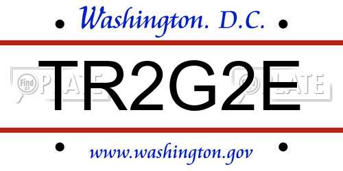 TR2G2E District Of Columbia License Plate